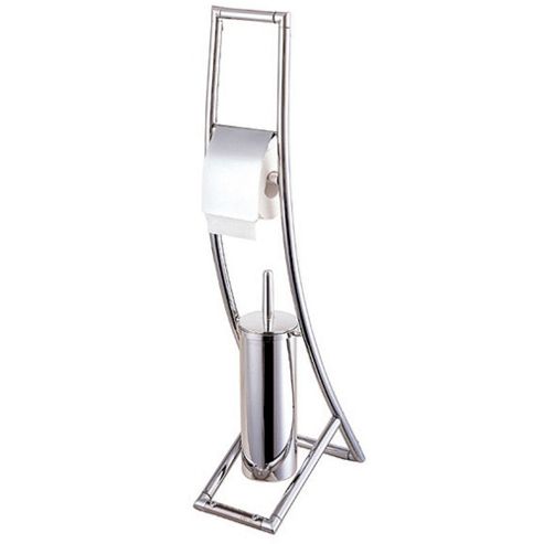 Image of Archie - Chrome Toilet Roll Holder / Brush Combination - Silver