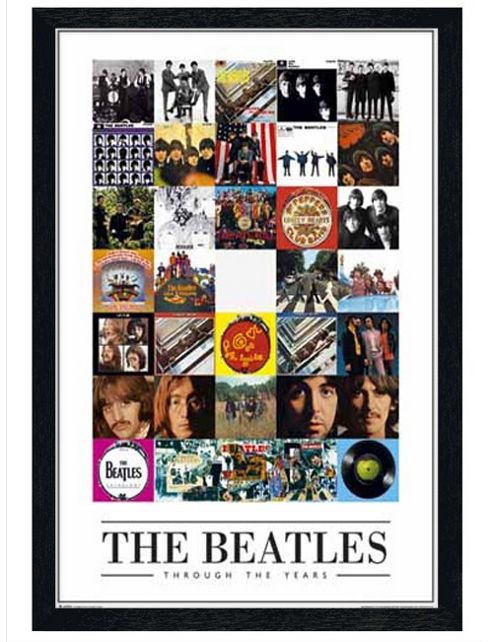 Image of Black Wooden Framed The Beatles Album Covers Through The Years Poster