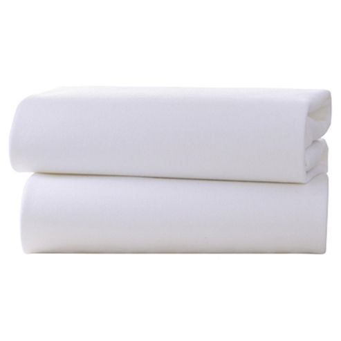 Image of Clair De Lune Fitted Cotton Interlock Sheets - Cot Bed (white)