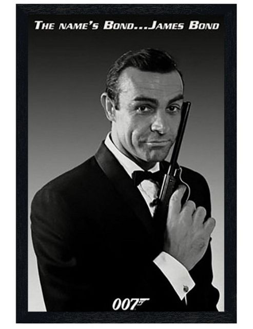 Image of James Bond Black Wooden Framed Sean Connery Poster