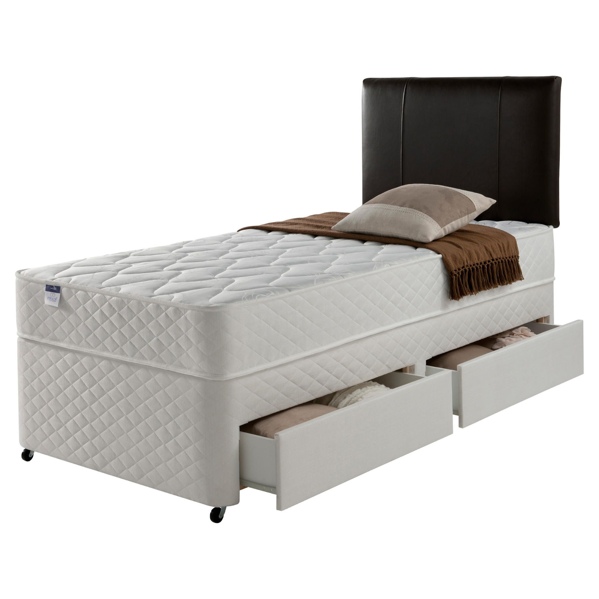 Silentnight Miracoil Comfort Micro Quilt 2 Drawer Divan, Single at Tesco Direct