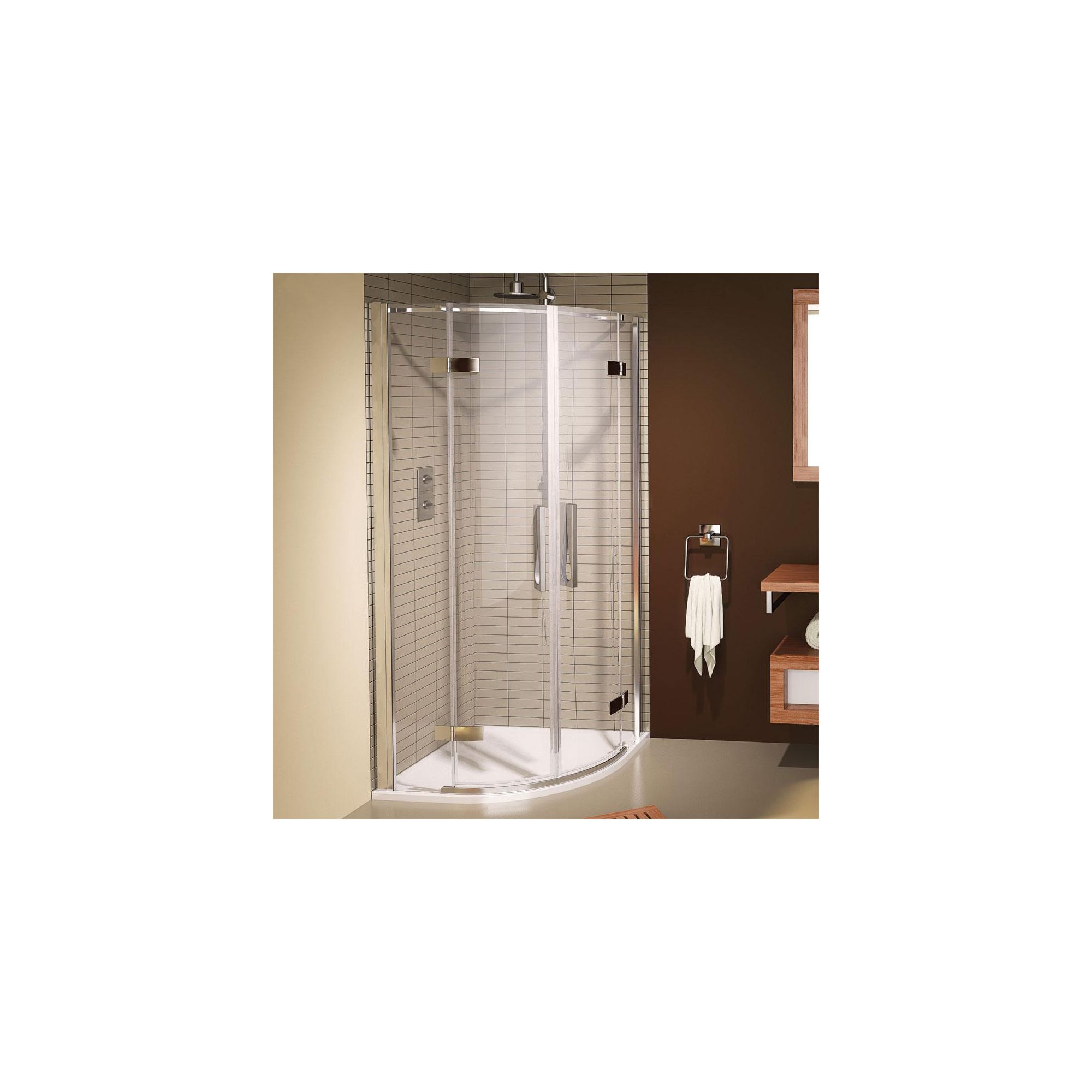 Aqualux AQUA8 Hinge Quadrant Shower Door, 800mm x 800mm, Polished Silver Frame, 8mm Glass at Tescos Direct