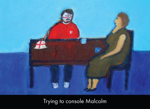 Image of Holy Mackerel Trying To Console Malcolm Greetings Card