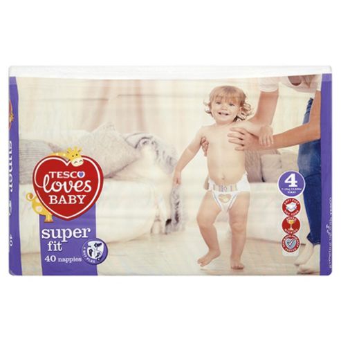 Image of Tesco Loves Baby Super Fit Size 4 Maxi Econ Pk 40