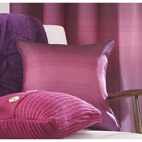Image of Catherine Lansfield Home Graded Stripe Plum Cushion Cover