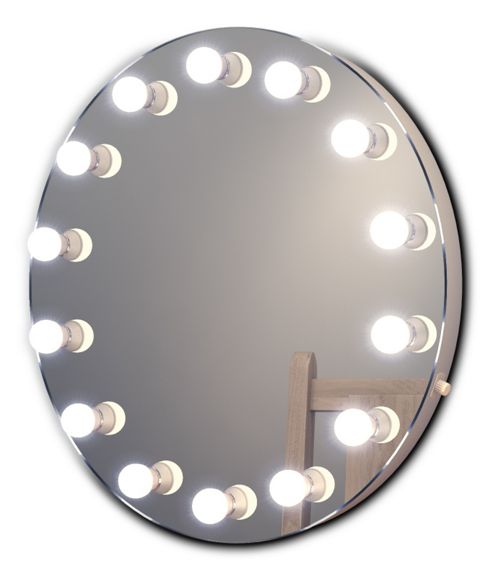 Image of Round Hollywood Makeup Mirror With Cool White Dimmable Led Lamps K250cw
