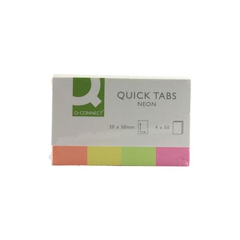 Image of Q-connect Quick Tabs 20x50mm Neon Pack Of 4x40 Kf01226