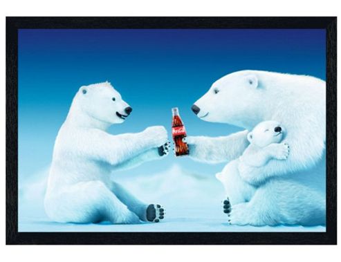 Image of Coca-cola Black Wooden Framed Polar Bear Trio Poster