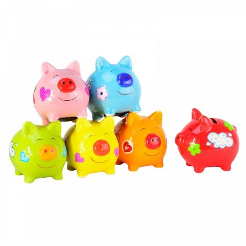 Image of Colourful Ceramic Piggy Bank - Red