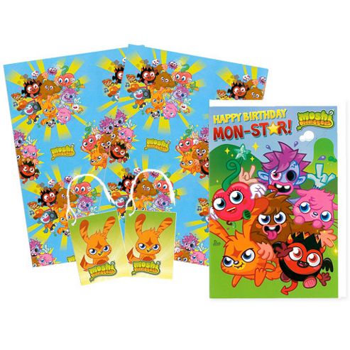 Image of Moshi Monsters Wrapping Paper, Birthday Card And Gift Tags Pack