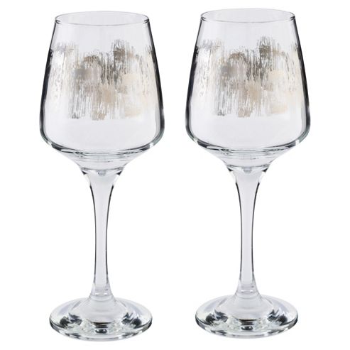 Image of Tesco Pewter Pattern Grand Hotel Square Large Wine Glass