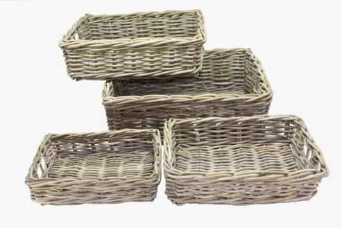 Image of Wicker Valley Rattan Basket In Grey (set Of 4)