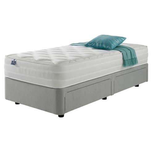 Image of Silentnight Mirapocket 1200 Latex 2 Drawer Single Divan Light Grey No Headboard