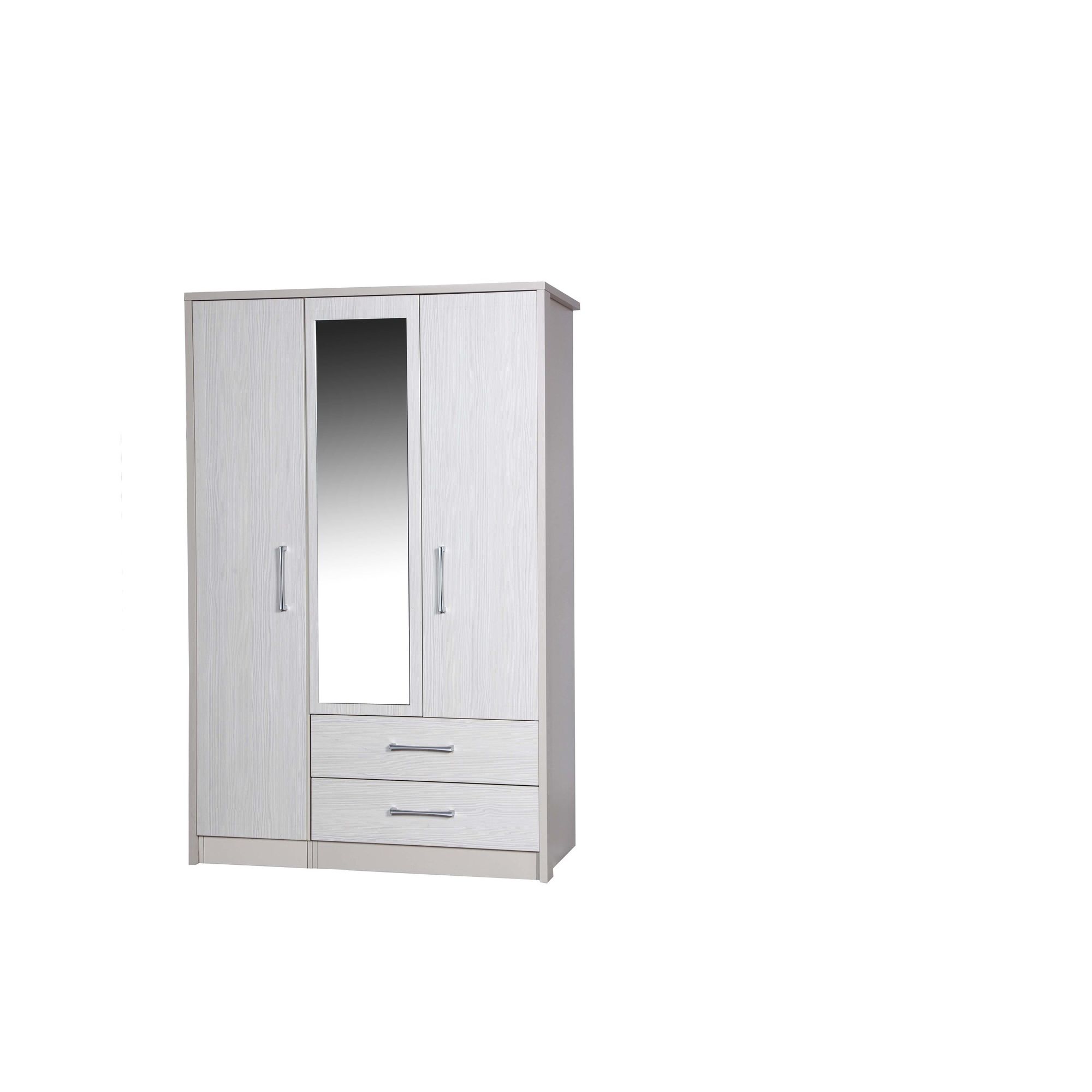 Alto Furniture Avola 3 Door Combi Wardrobe with Mirror - Cream Carcass With White Avola at Tesco Direct