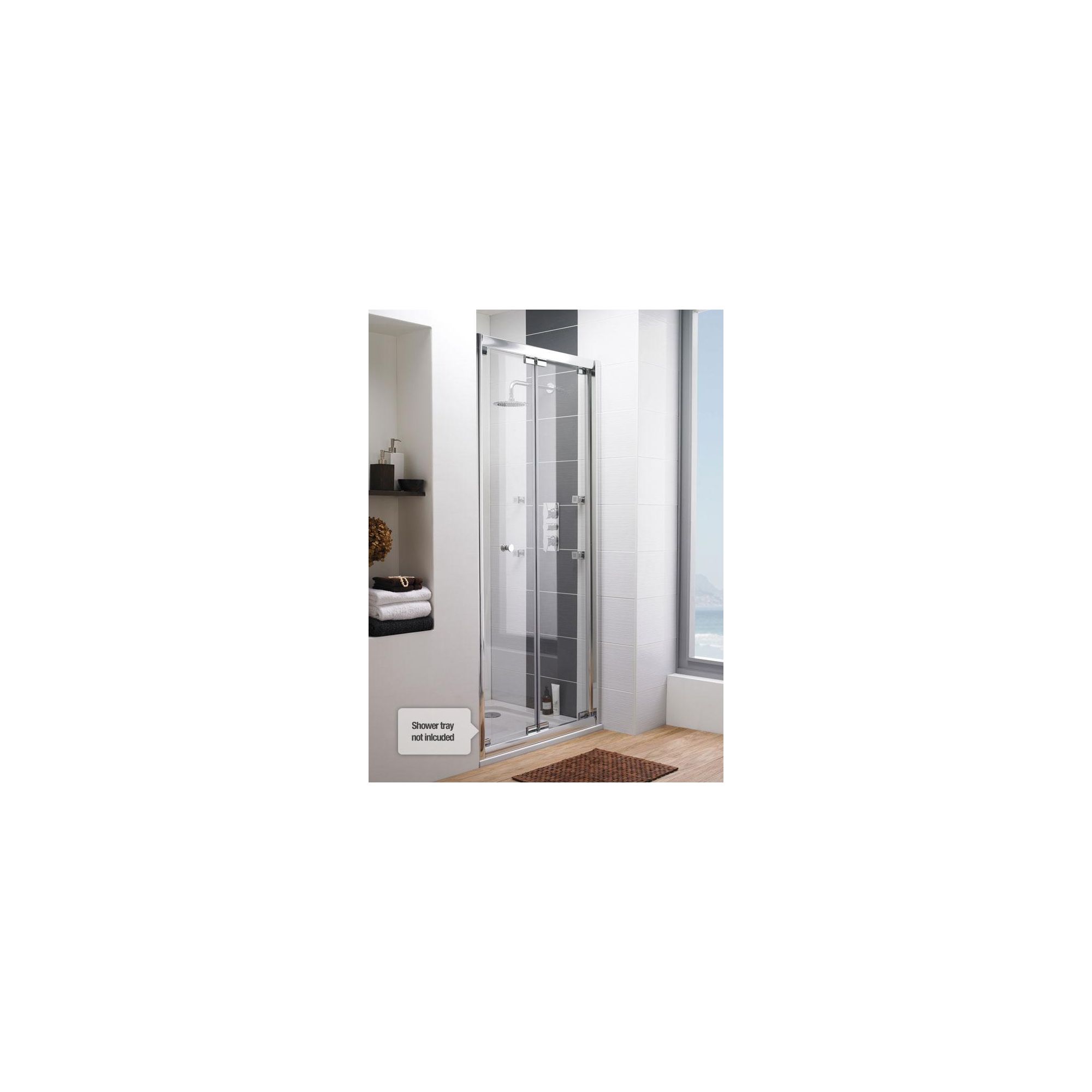 Ultra Roma Frameless Bi-Fold Shower Door, 900mm Wide, 6mm Glass at Tesco Direct