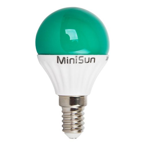 Image of Minisun E14 4w Led Golfball Bulb In Green