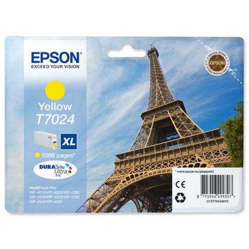 Image of Epson T7024 High Ink Cartridge For Epson Workforce Pro 4000 Series Printers - Yellow