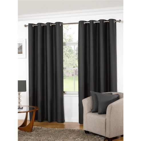 Image of Kliving Manhattan Plain Panama Unlined Eyelet Curtain 65 X 54 Pewter