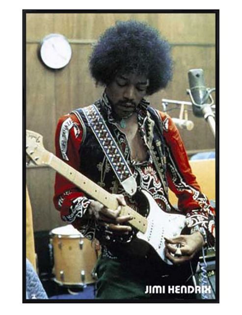 Image of Jimi Hendrix Gloss Black Framed Studio Shot Poster
