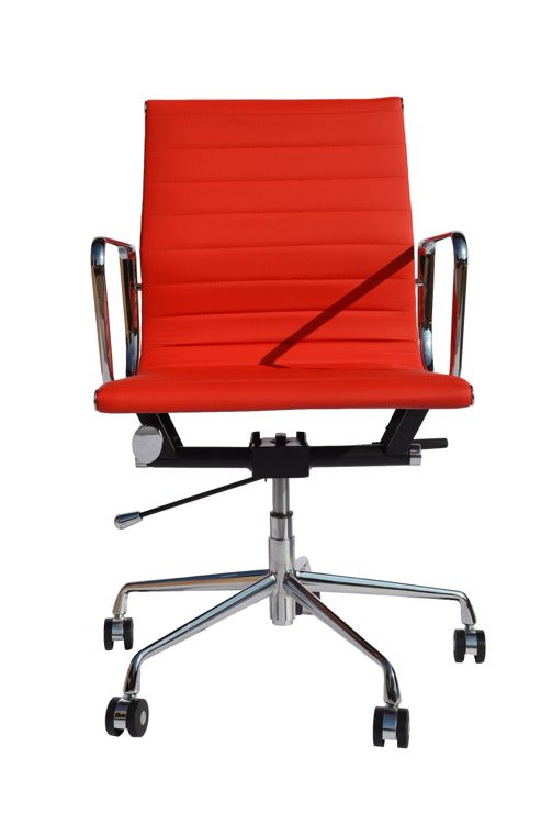 Image of Eames Ea117 Inspired Low Back Ribbed Faux Leather Office Chair