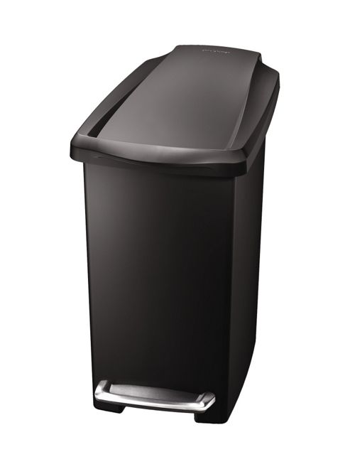 Image of Simplehuman 10 Litres Plastic Slim Pedal Bin In Black