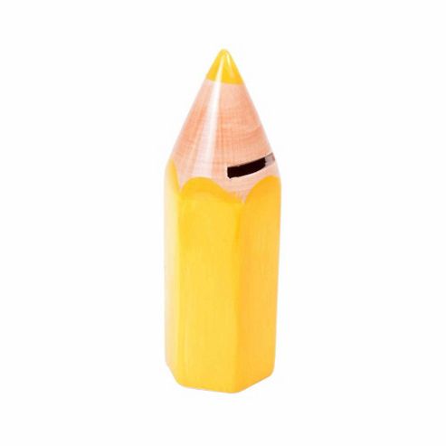 Image of Yellow Coloured Pencil Crayon Ceramic Money Box
