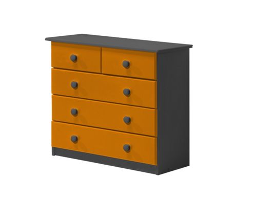 Image of Verona Drawer Chest 3 + 2 Colour Graphite And Orange