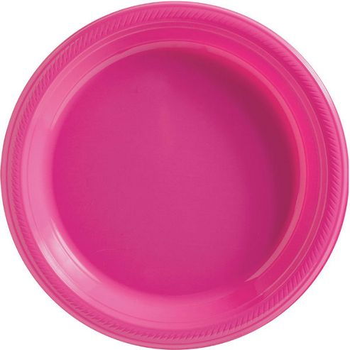 Image of Hot Bright Pink Plastic Serving Plates 26.6cm