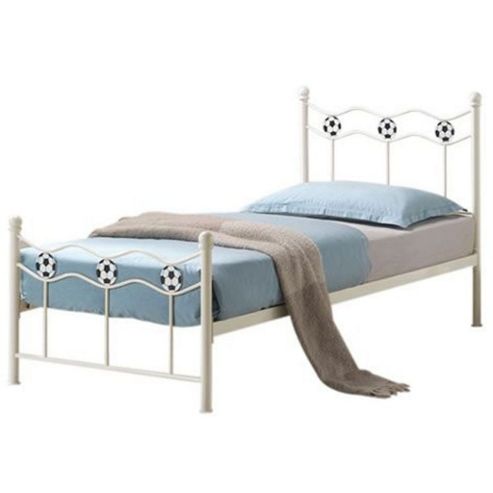 Image of White Football Metal Bed Frame - Single 3ft