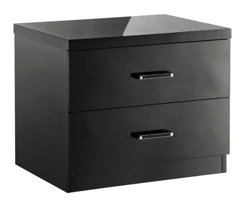 Image of Home Zone Novello 2 Drawer Bedside Table - Black