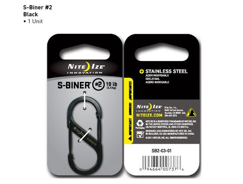 Image of Nite Ize S-biner Size 2 Black Double Gated Carabiner