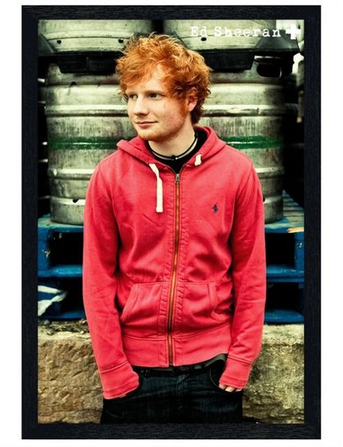 Image of Black Wooden Framed Ed Sheeran Red Sweater Poster