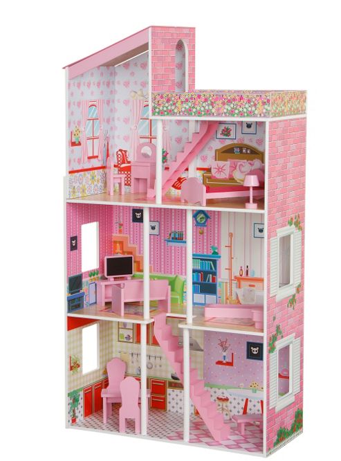 Image of Plum Tillington Childrens Wooden Dolls House With Accessories