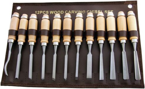 Image of Am-tech Wood Carving Chisel Set (12 Pieces)