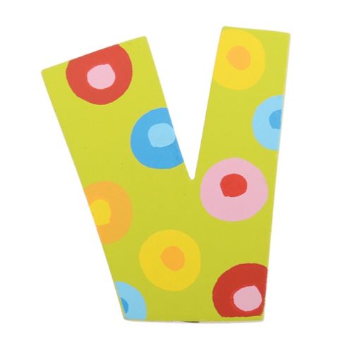 Image of Tatiri Ta322 Spots And Stripes Wooden Letter V