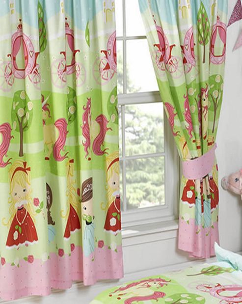 Image of Pretty Princess And Unicorn Curtains - 72s