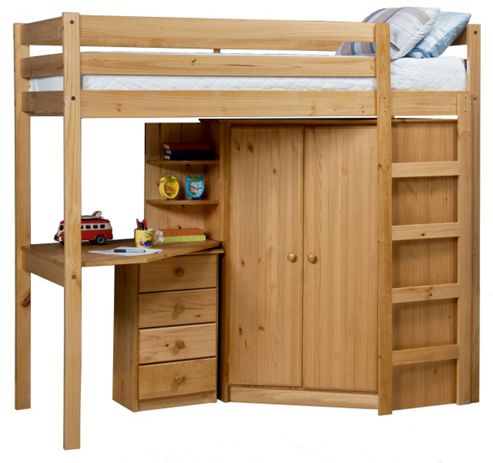 Image of Rimini High Bed Set With Corner Robe And Bedside Antique
