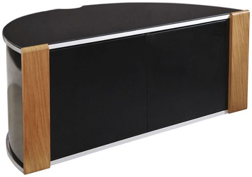 Image of Sirius 850 Oak And Black Corner Tv Cabinet