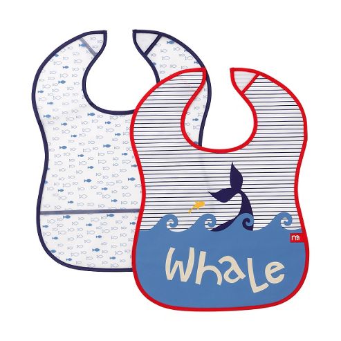 Image of Mothercare Whale Bay Crumb Catcher Bibs - 2 Pack