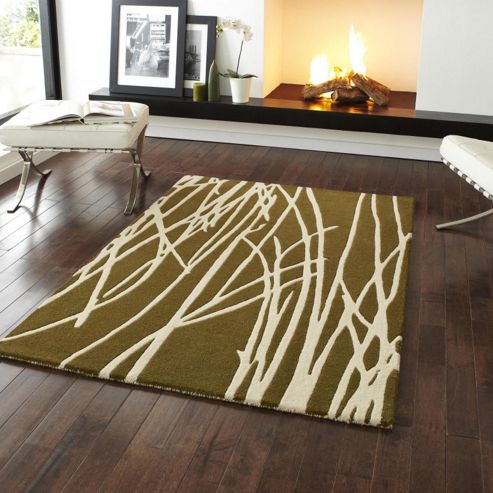 Image of Oriental Carpets & Rugs Elements El-10 Green Rug - 90cm X 150cm