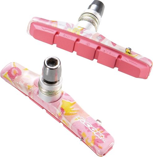 Image of Acor Cartridge V-brake Pads, Pink Flower