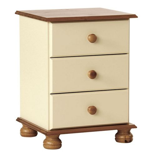 Image of Valufurniture Copenhagen Cream 3 Drawer Bedside Table