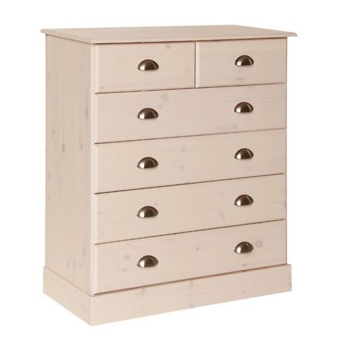 Image of Altruna Terra 2 Over 4 Drawer Chest - White Wash Pine