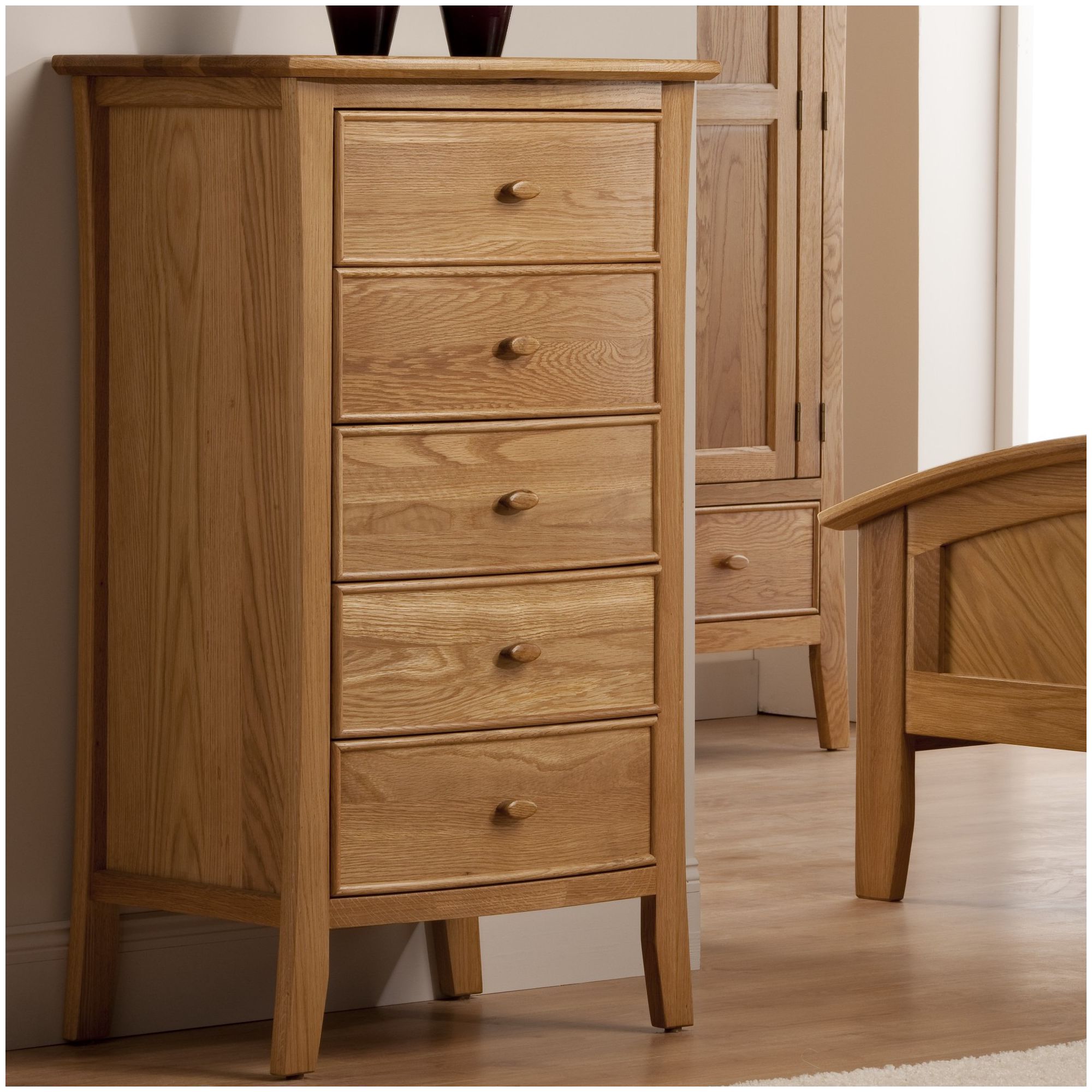 World Furniture Calgary Five Drawer Tallboy in Oak at Tescos Direct