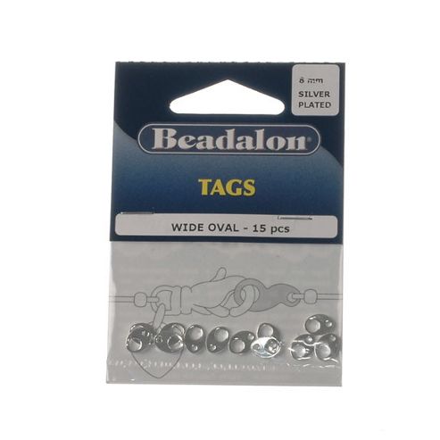 Image of Beadalon Tag Wide Oval Silver Plate 15pcs