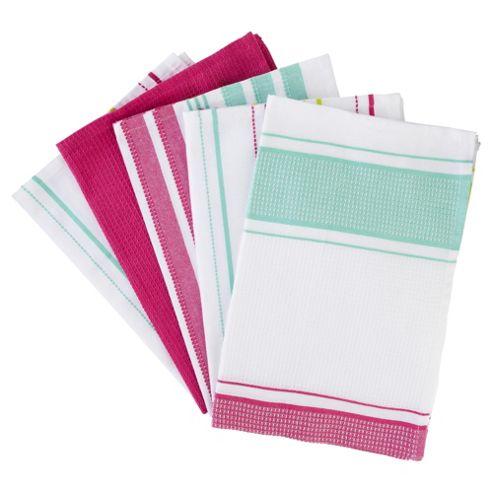 Image of Tesco Brights Dobby Tea Towels, 5 Pack
