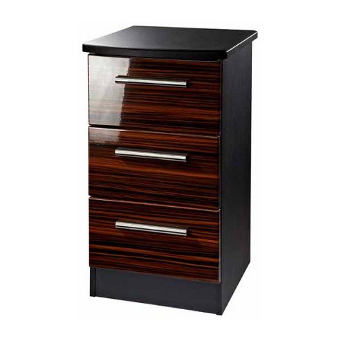Image of Welcome Furniture Knightsbridge 3 Drawer Bedside Chest - Black - Ebony