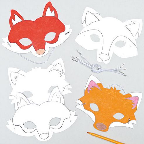 Image of Fox Colour-in Masks For Children (pack Of 6)