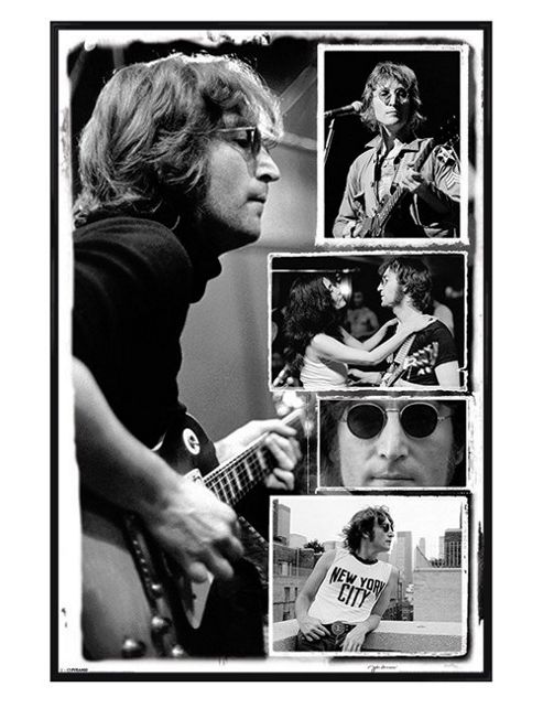 Image of Gloss Black Framed John Lennon Photo Collage Poster