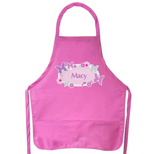 Image of Personalised Pink Butterfly Childs Apron